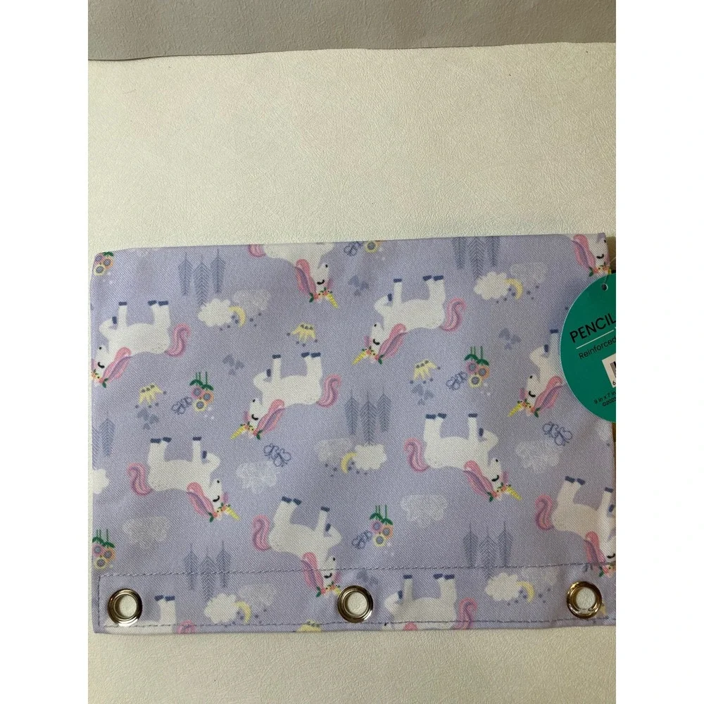 Studio C Unicorn Pencil Pouch Lavender 3 Ring Binder Zipper Case 9x7 New